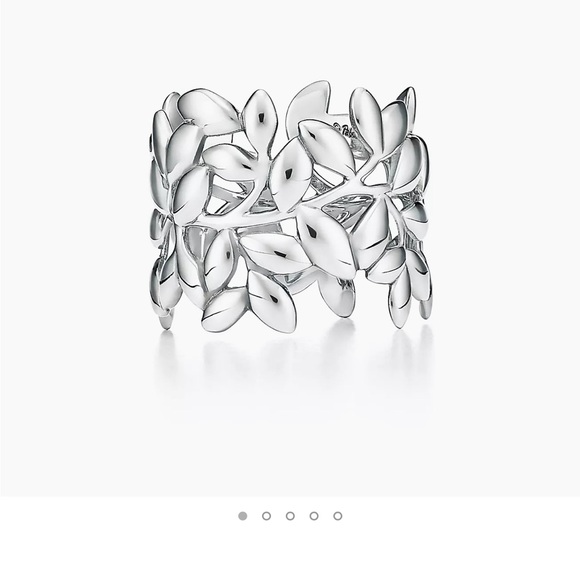 Tiffany & Co. Silver Olive Leaf Band Ring (Wide) - Picture 3 of 5